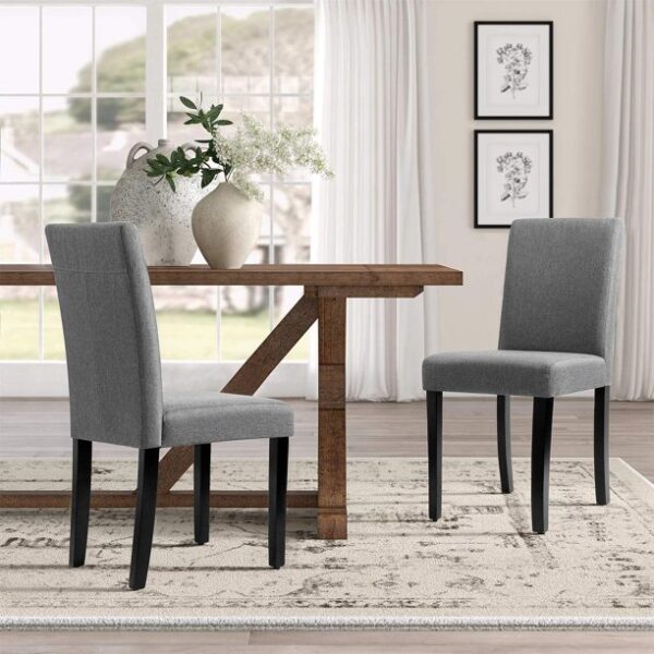 Set of 4 Grey Upholstered Dining Chairs