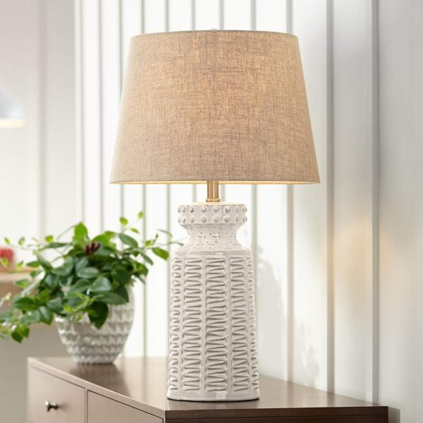 Distressed White Ceramic Table Lamp