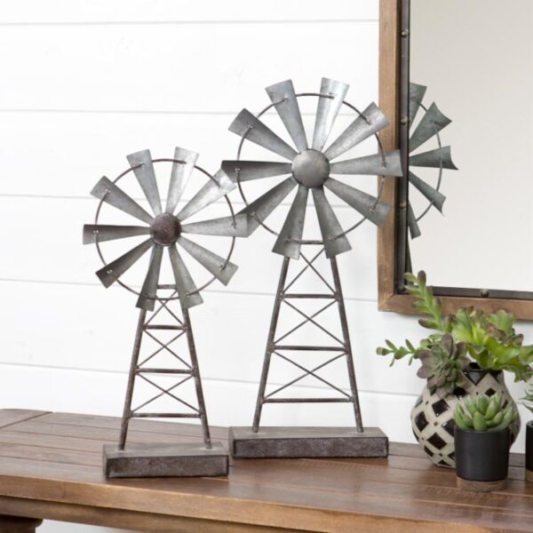 Rustic Galvanize Zinc Windmill Sculpture