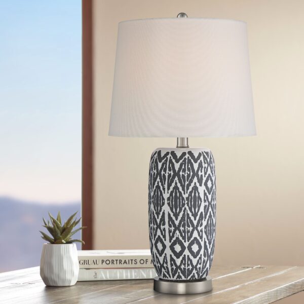 Grey & White Abstract Ceramic Table Lamp - Set of 2