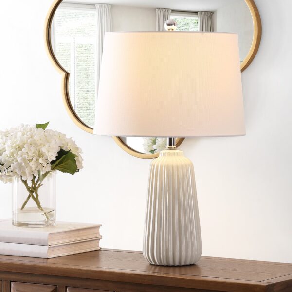 Ivory Ribbed texture Ceramic Table Lamp