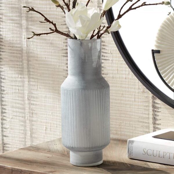 Grey Glass Vase 14 1/2" High