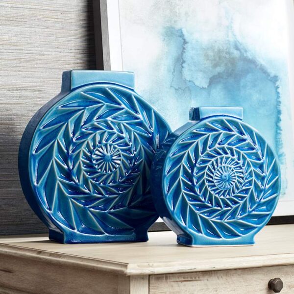 Indigo Blue Ceramic Vase Set of 2