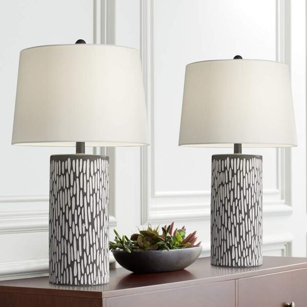 Gray & White Ceramic Table Lamps - Set