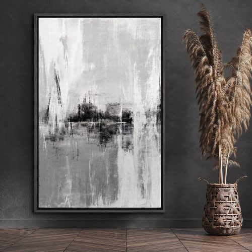 Grey & White Abstract Canvas Print