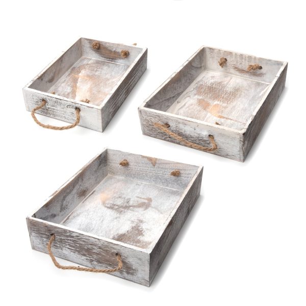 Rustic Decorative Wood Trays - Set of 3