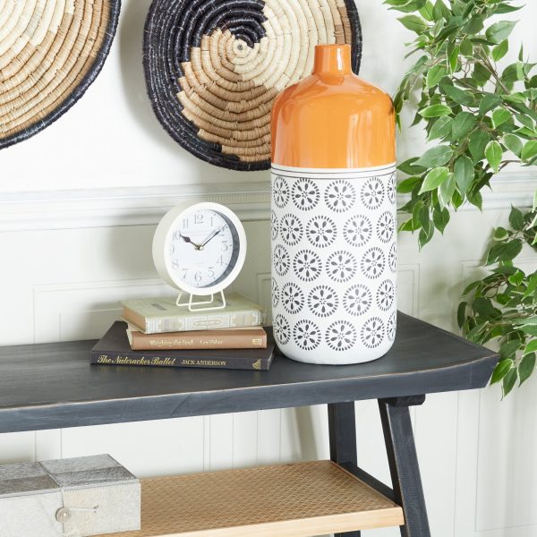 Orange & White Ceramic Vase -- Height 20"