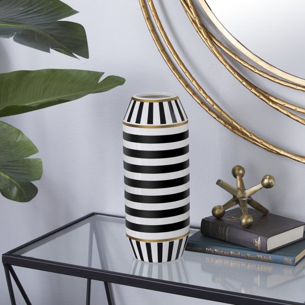 Modern Black Gold & Cream Vase
