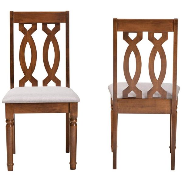 Traditional Style Walnut Dining Chairs - Set of 2