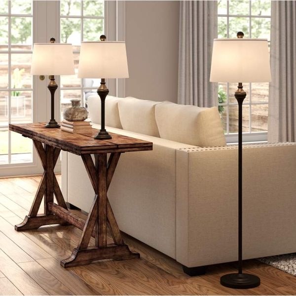 Bronze Finish Metal Table Lamps - Set of 3