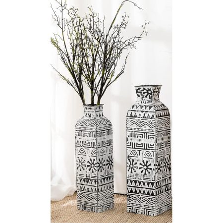 Art Decor Black & White Metal Floor Vase - Large