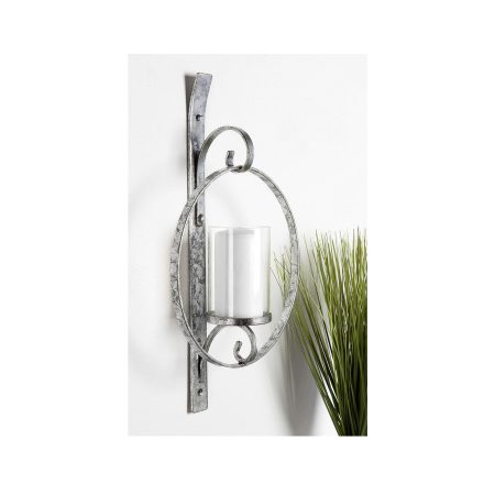 Brush Silver Metal Wall Candle Holder