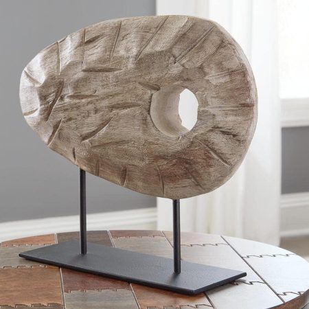 Abstract Wood & Metal Table Top Sculpture