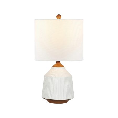 Off-White Ribbed Texture Ceramic Table Lamp