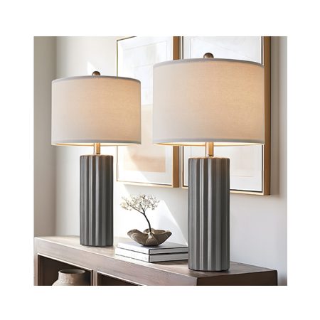 Grey Ceramic Table Lamp - Set of 2